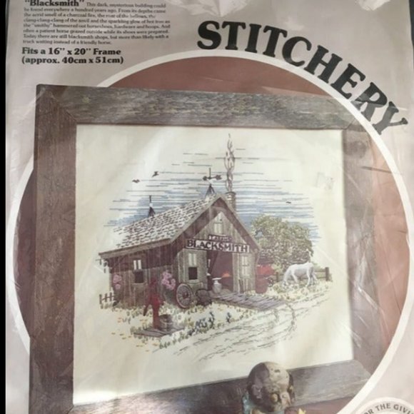 Vintage PARAGON NEEDLECRAFT Stamped Embroidery Kit #0812 The BLACKSMITH - Picture 1 of 2